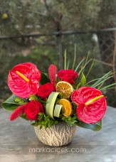 Kırmızı Gül ve Anthurium